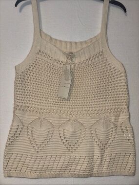 Lucky Brand Cream Crochet Knit Tank Top